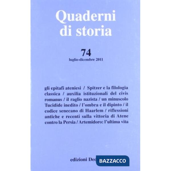 Quaderni di storia n. 74/2011. Luglio-dicembre