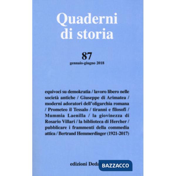 Quaderni di storia (2018). Vol. 87: Gennaio-Giugno