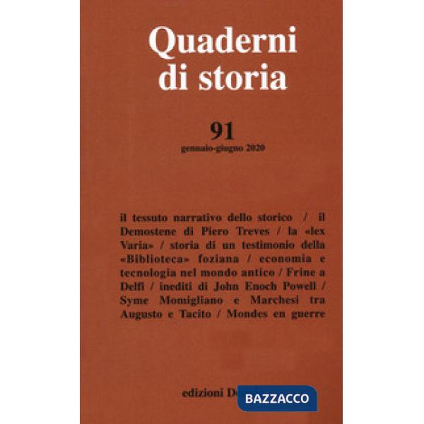 Quaderni di storia (2020). Vol. 91: Gennaio-giugno 2020