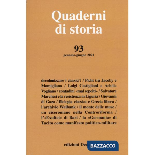 Quaderni di storia (2021). Vol. 93: Gennaio-giugno 2021