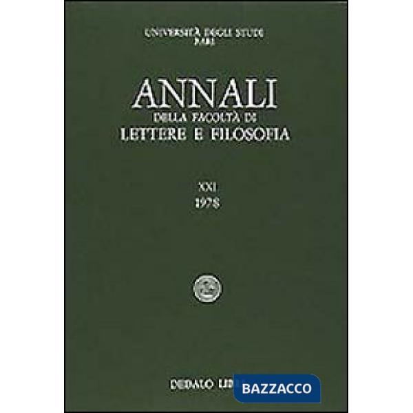 Annali della facoltà lettere e filosofia Università di Bari. Vol. 11