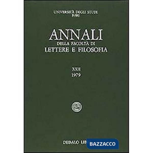 Annali della facoltà lettere e filosofia Università di Bari. Vol. 12
