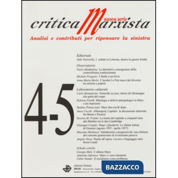 Critica marxista (2016). Vol. 4-5