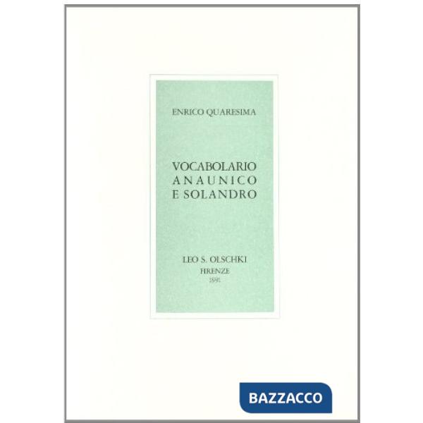 Vocabolario anaunico e solandro raffrontato col trentino