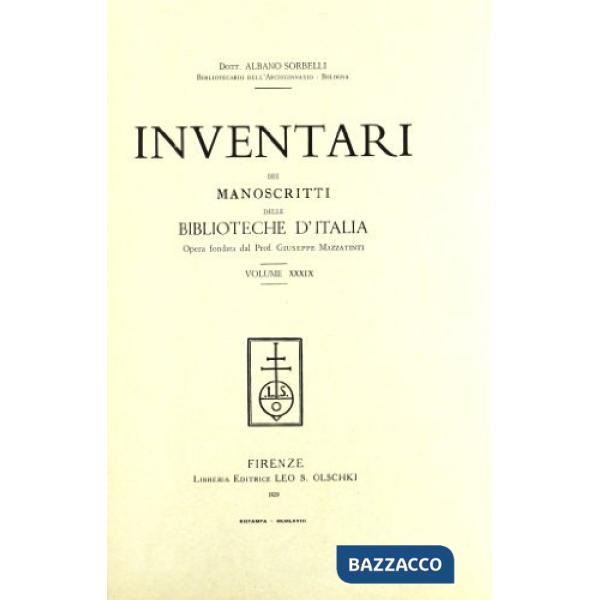 Inventari dei manoscritti delle biblioteche d'Italia. Vol. 39: Pesaro
