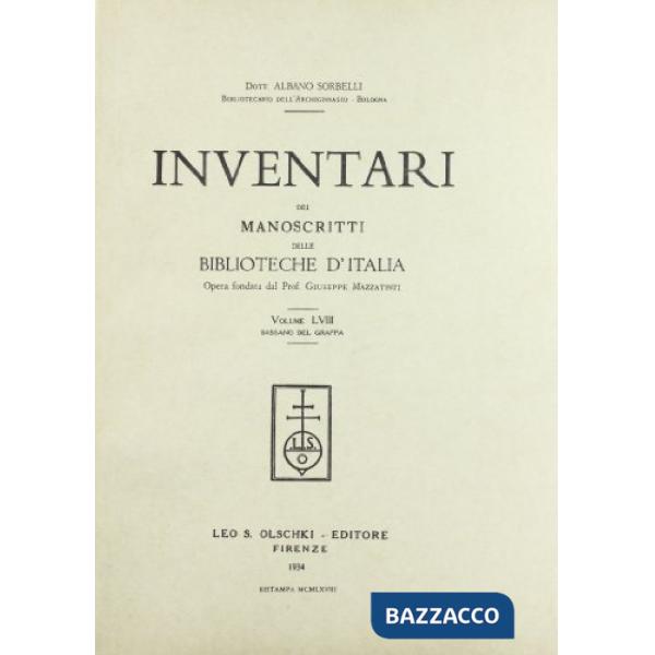 Inventari dei manoscritti delle biblioteche d'Italia. Vol. 58: Bassano del Grappa