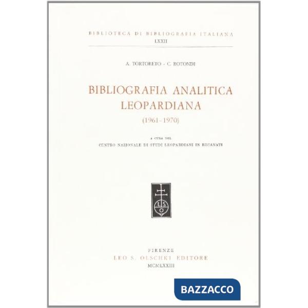 Bibliografia leopardiana (1961-1970)