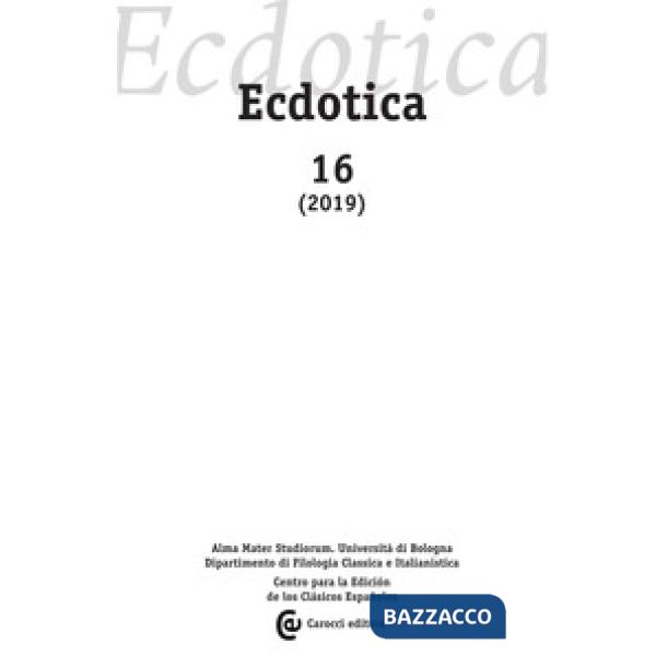 Ecdotica (2019). Vol. 16