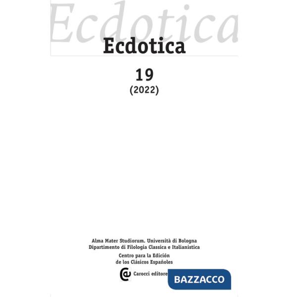 Ecdotica (2022). Vol. 19