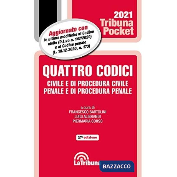 Quattro codici. Civile e di procedura civile, penale e di procedura penale