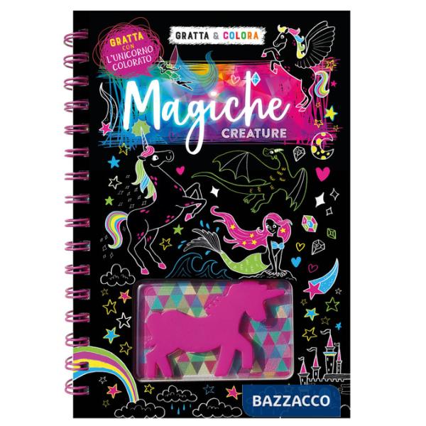 Magiche creature. Gratta & colora. Ediz. a spirale. Con unicorno colorato