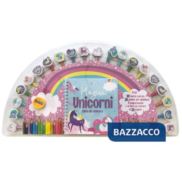 Magici unicorni. Ediz. illustrata. Con 20 gomme. Con 20 matite colorate. Con temperamatite