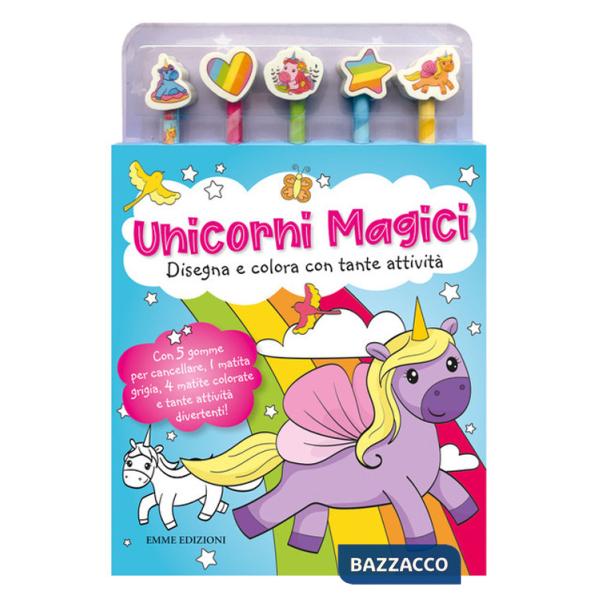Unicorni magici. Libro da colorare. Ediz. illustrata. Con 5 gomme. Con 5 matite