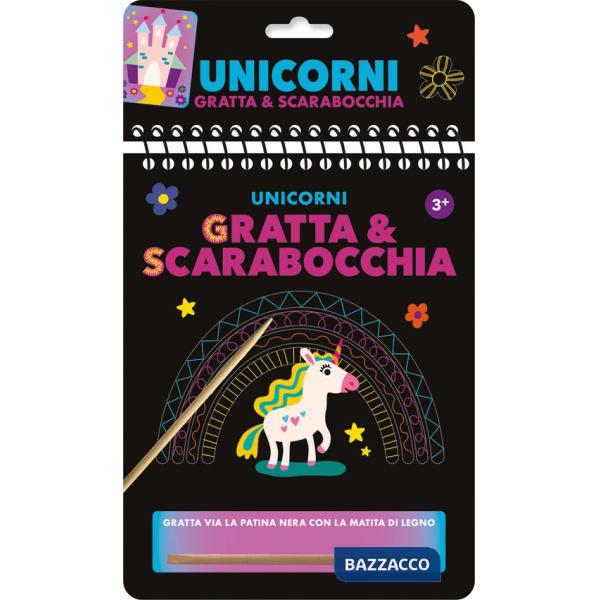 Unicorni. Gratta e scarabocchia. Ediz. a colori. Ediz. a spirale. Con matita di legno