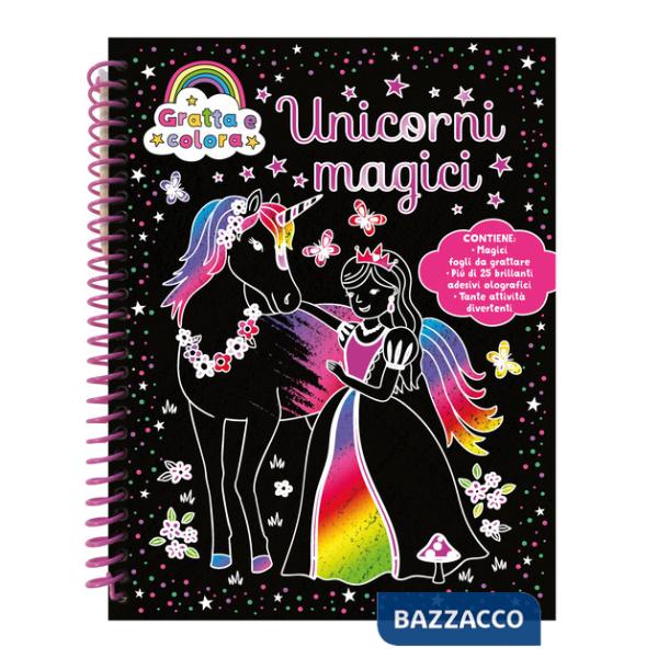 Unicorni magici. Gratta e colora. Ediz. a colori. Ediz. a spirale. Con matita di legno