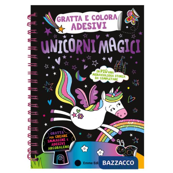 Unicorni magici. Gratta e colora adesivi. Ediz. a colori. Ediz. a spirale. Con matita di legno. Con Adesivi