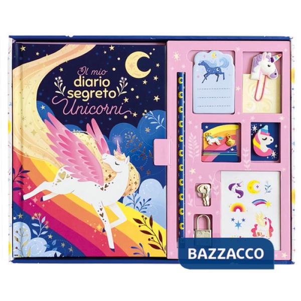 Unicorni. Il mio cofanetto segreto. Ediz. a colori. Con 1 graffetta, 1 matita, 1 gomma, 1 braccialetto, 1 lucchetto e 2 chiavi. 