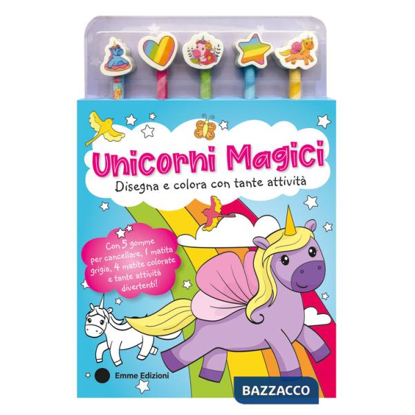 Unicorni magici. Ediz. illustrata. Con 5 matite colorate e 5 gomme