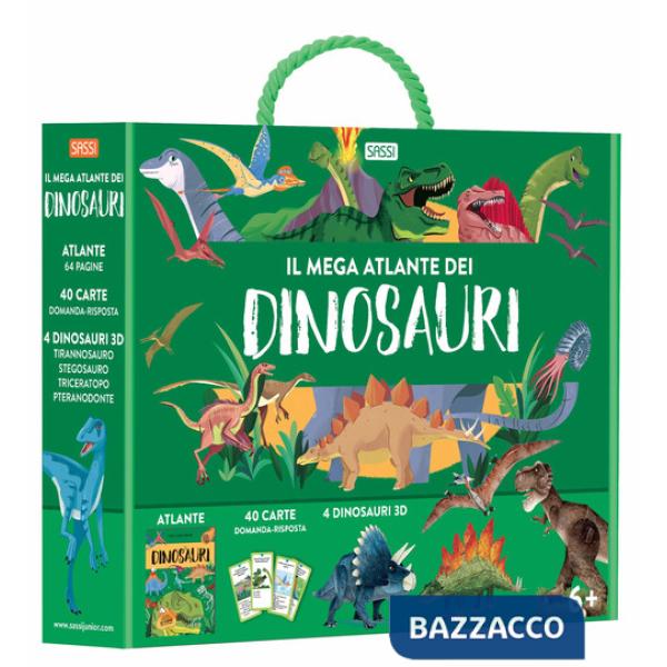 Mega atlante dei dinosauri. Ediz. a colori. Con 40 carte domanda-risposta. Con 4 modellini di dinosauri (Il)