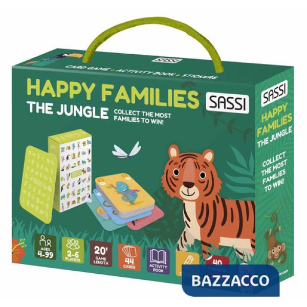 Jungle. Happy families. Valigetta con carte e stickers. Ediz. a colori. Con 44 Carte. Con 40 Adesivi (The)