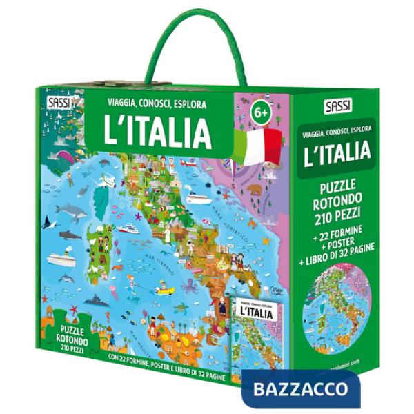 Italia. Viaggia, conosci, esplora. Ediz. a colori. Con 22 formine. Con puzzle rotondo. Con Poster (L')