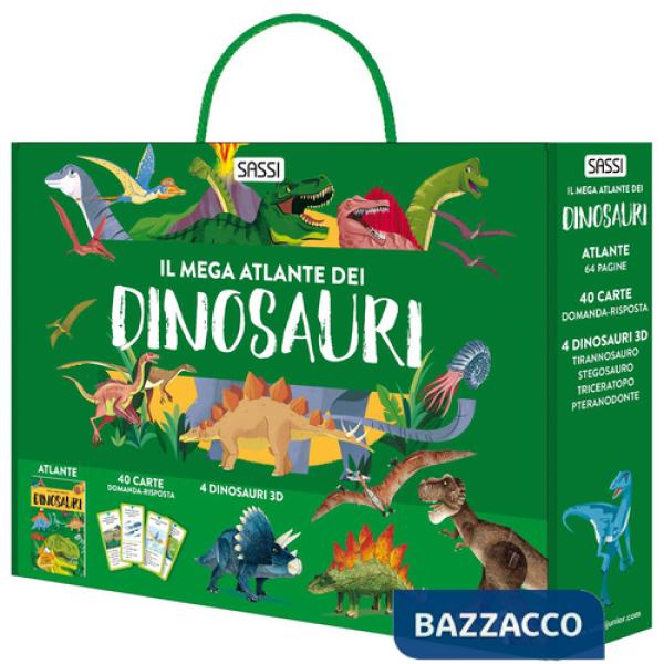 Mega atlante dei dinosauri. Nuova ediz. Con 40 carte domanda-risposta. Con 4 modellini di dinosauri (Il)