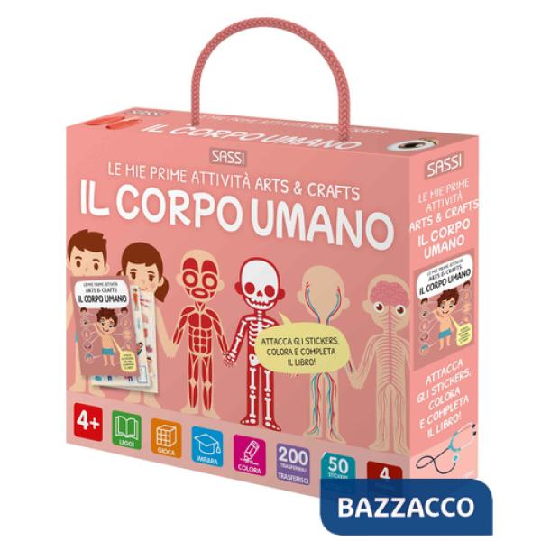 Corpo umano. Le mie prime attività arts & crafts. Ediz. illustrata. Con 50 stickers. Con 200 traferibili (Il)
