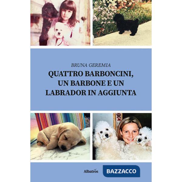 Quattro barboncini, un barbone e un labrador in aggiunta