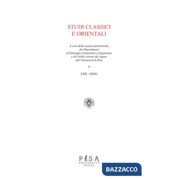 Studi classici orientali (2024). Vol. 70