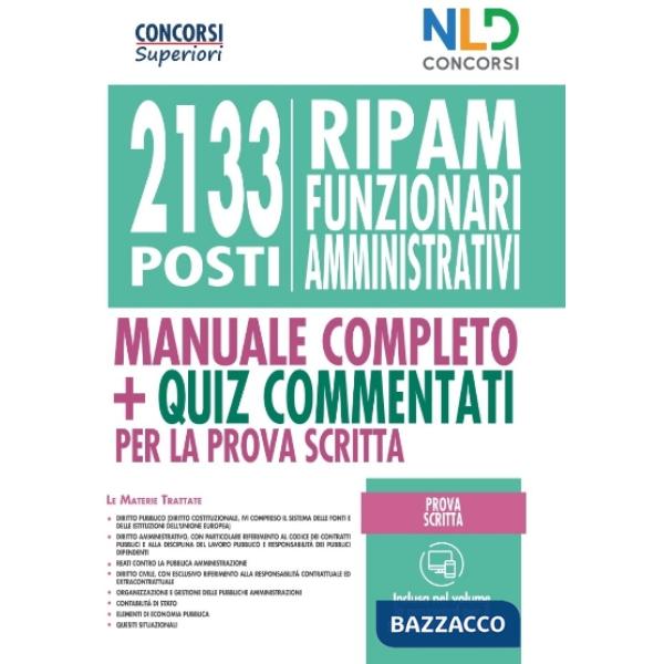 Concorso 2133 funzionari amministrativi RIPAM: Manuale + quiz per la prova preselettiva