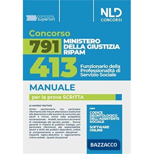 Concorso 791 Ministero della Giustizia RIPAM. 413 funzionari assistenti sociali. Manuale