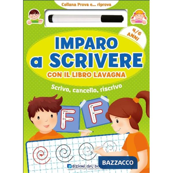 Imparo a scrivere con il libro lavagna. Scrivo, cancello, riscrivo. 4-6 anni. Con pennarello con inchiostro a base d'acqua