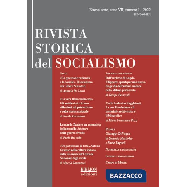 Rivista storica del socialismo (2022). Vol. 1