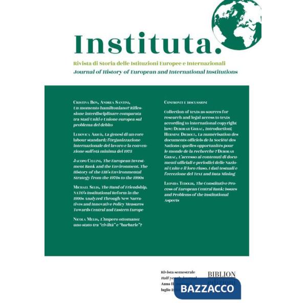 Instituta. Rivista di Storia delle istituzioni europee e internazionali (2023). Vol. 1