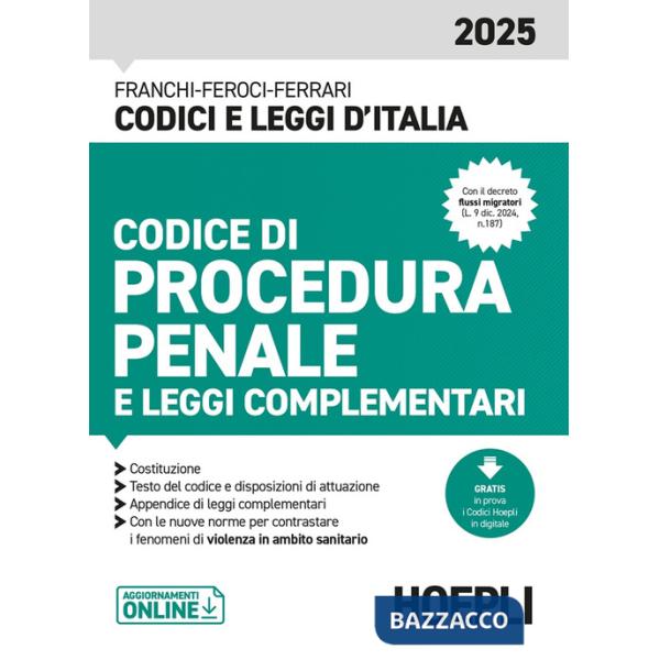 Codice di procedura penale e leggi complementari 2025. Con aggiornamenti online