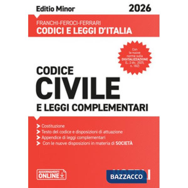 Codice civile e leggi complementari. Editio Minor 2026. Nuova ediz.