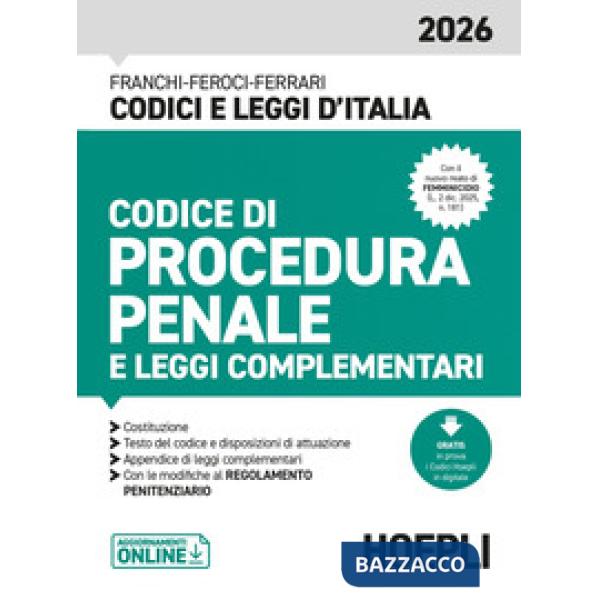 Codice di procedura penale e leggi complementari 2026. Nuova ediz.