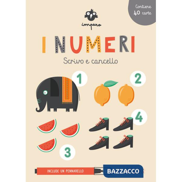 Imparo i numeri. Scrivo e cancello. Ediz. a colori. Con pennarello cancellabile. Con 40 Carte