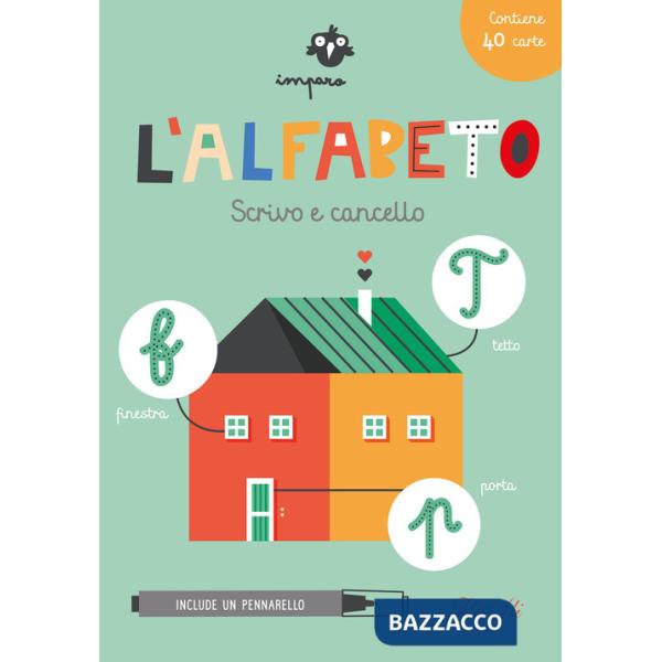 Imparo l'alfabeto. Scrivo e cancello. Con pennarello cancellabile. Con 40 Carte