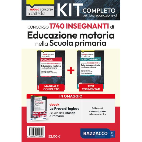 Kit Concorso per 1740 insegnanti di Educazione motoria nella scuola primaria. Manuale + Test + Software