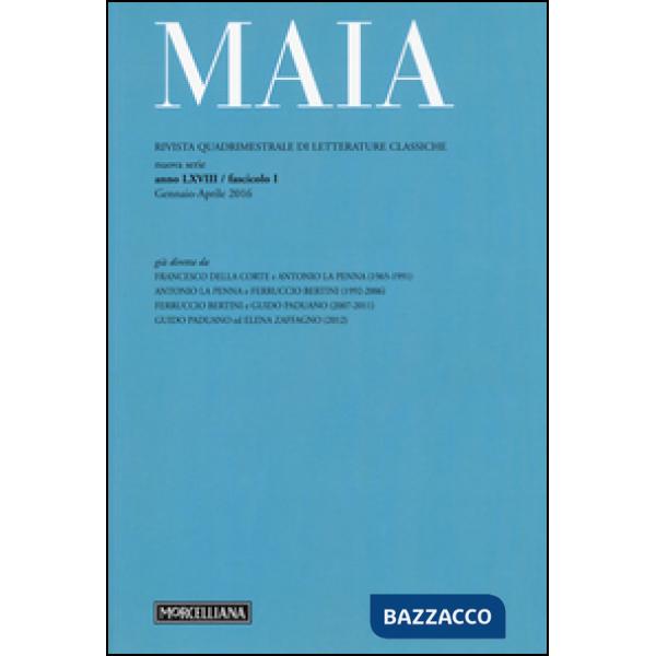 Maia. Rivista di letterature classiche (2016). Vol. 1