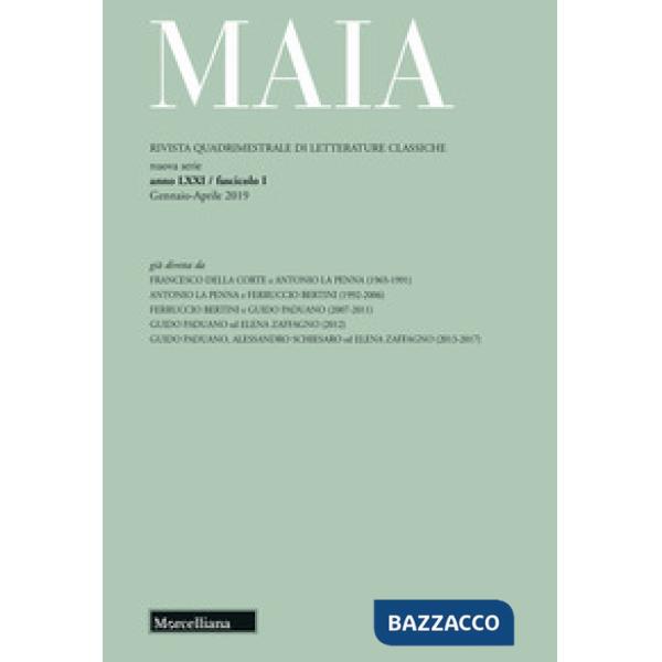 Maia. Rivista di letterature classiche (2019). Vol. 1