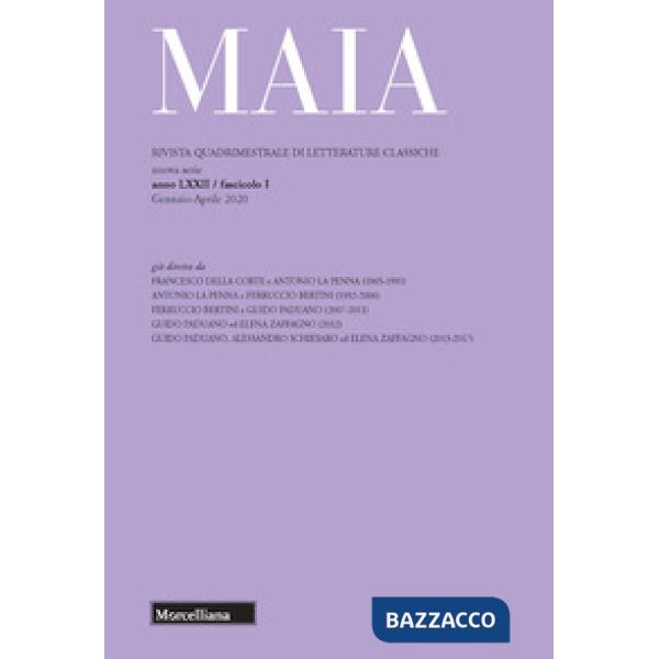 Maia. Rivista di letterature classiche (2020). Vol. 1
