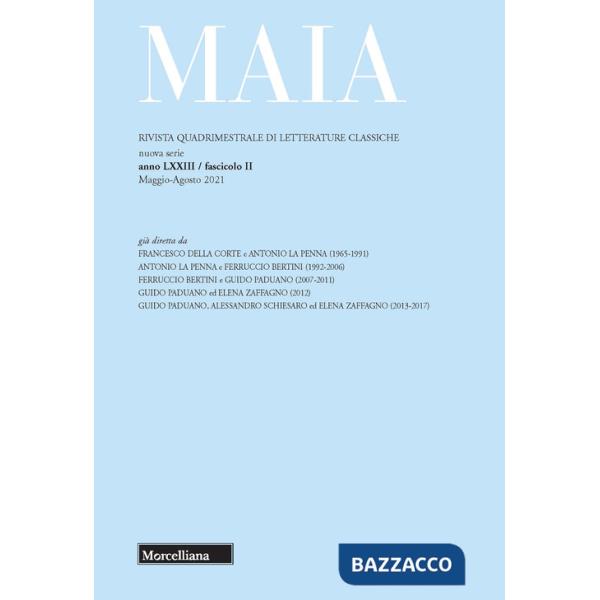 Maia. Rivista di letterature classiche (2021). Vol. 2