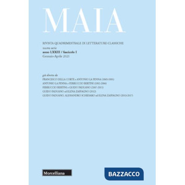 Maia. Rivista di letterature classiche (2021). Vol. 1