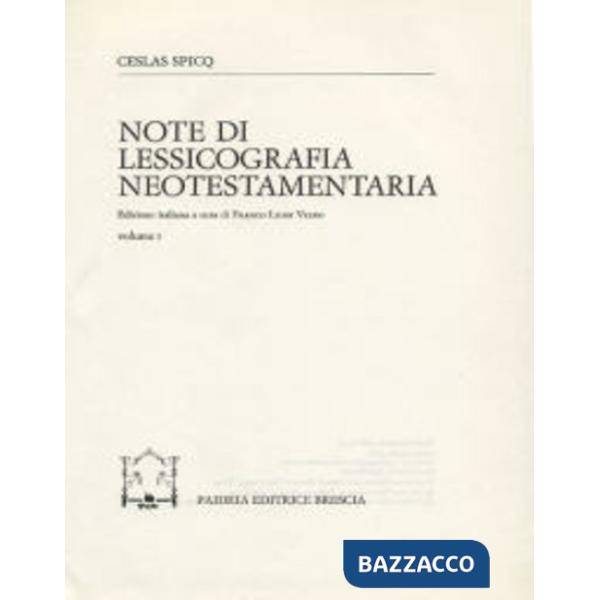 Note di lessicografia neotestamentaria. Vol. 1