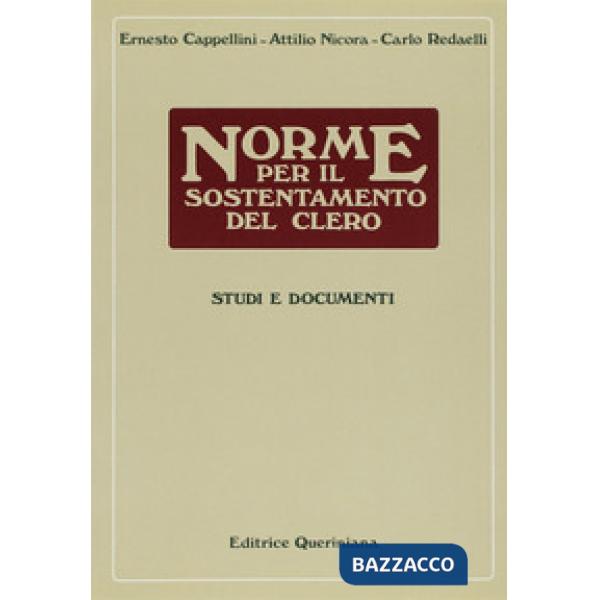 Norme per il sostentamento del clero. Studi e documenti