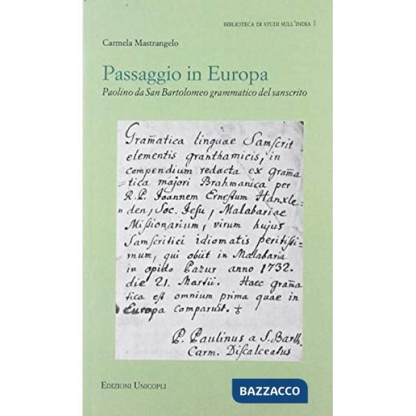 Passaggio in Europa. Paolino da San Bartolomeo grammatico del sanscrito