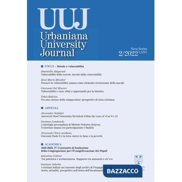 Urbaniana University Journal. Euntes Docete (2022). Vol. 2: Focus morale e vulnerabilità
