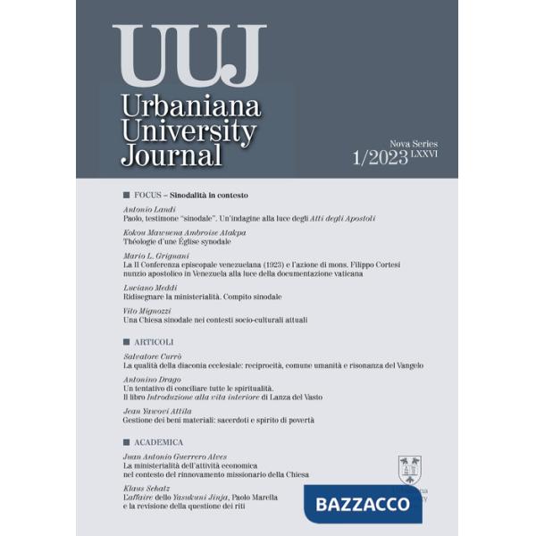 Urbaniana University Journal (2023). Vol. 1: Focus. Sinodalità in contesto